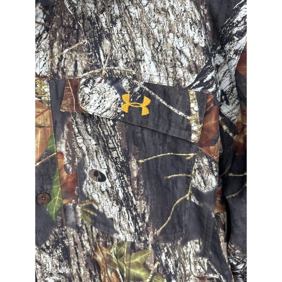 Under Armour Mens Long Sleeve Camo Button-Up Shirt Hunting Outdoor Size L - Picture 2 of 11